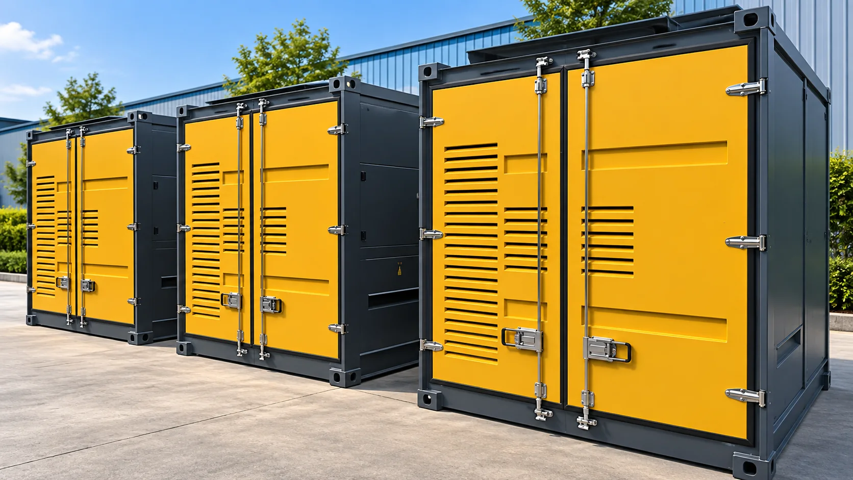 Industrial generator enclosures with large access doors