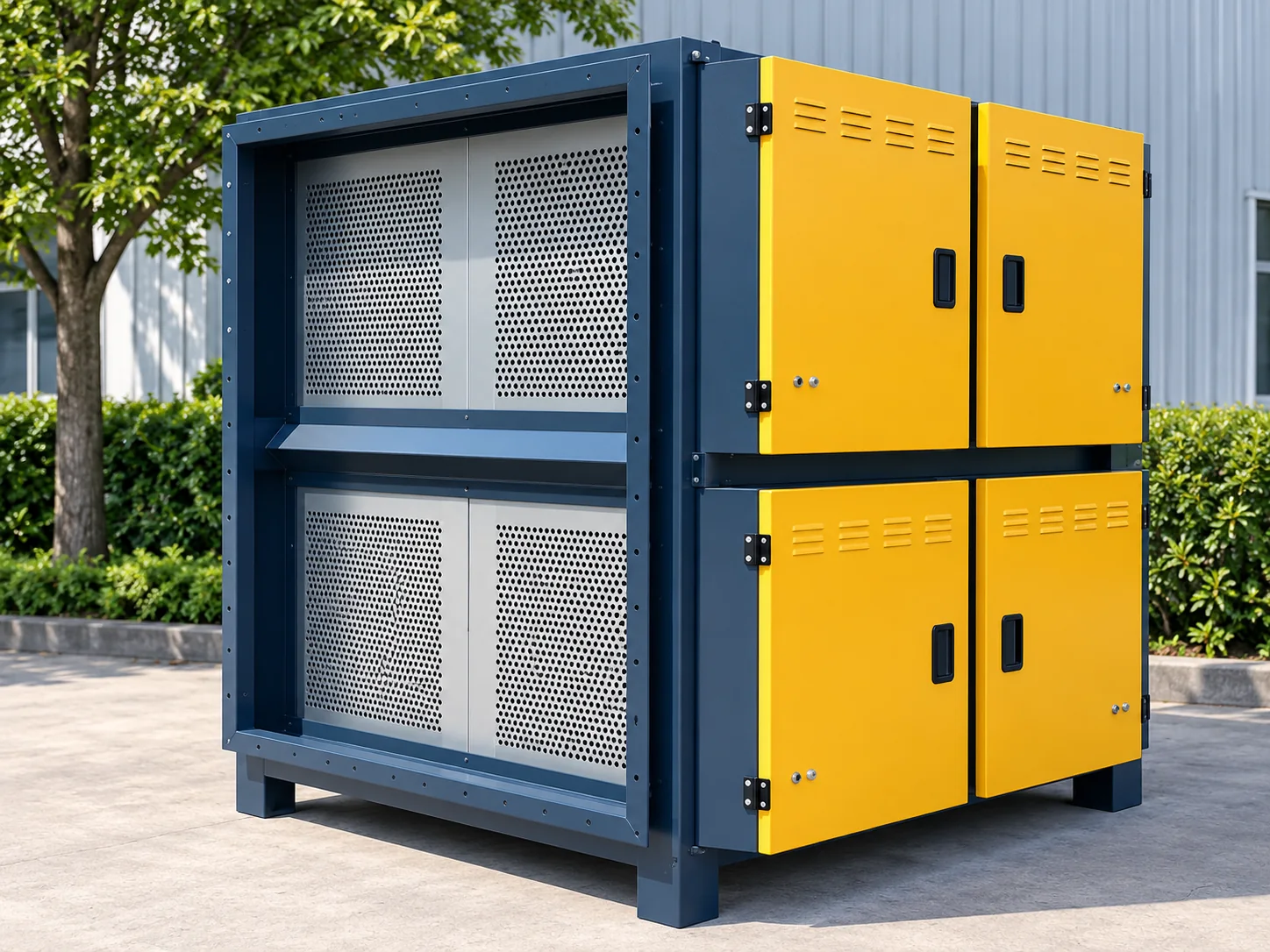 Generator enclosure panel structure with multiple access doors